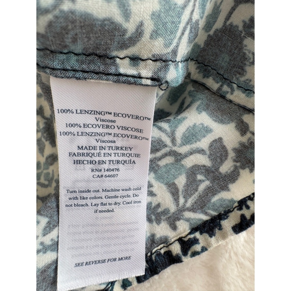 Faherty Portia Blouse Blue Floral Peasant Top Size S - Picture 5 of 7